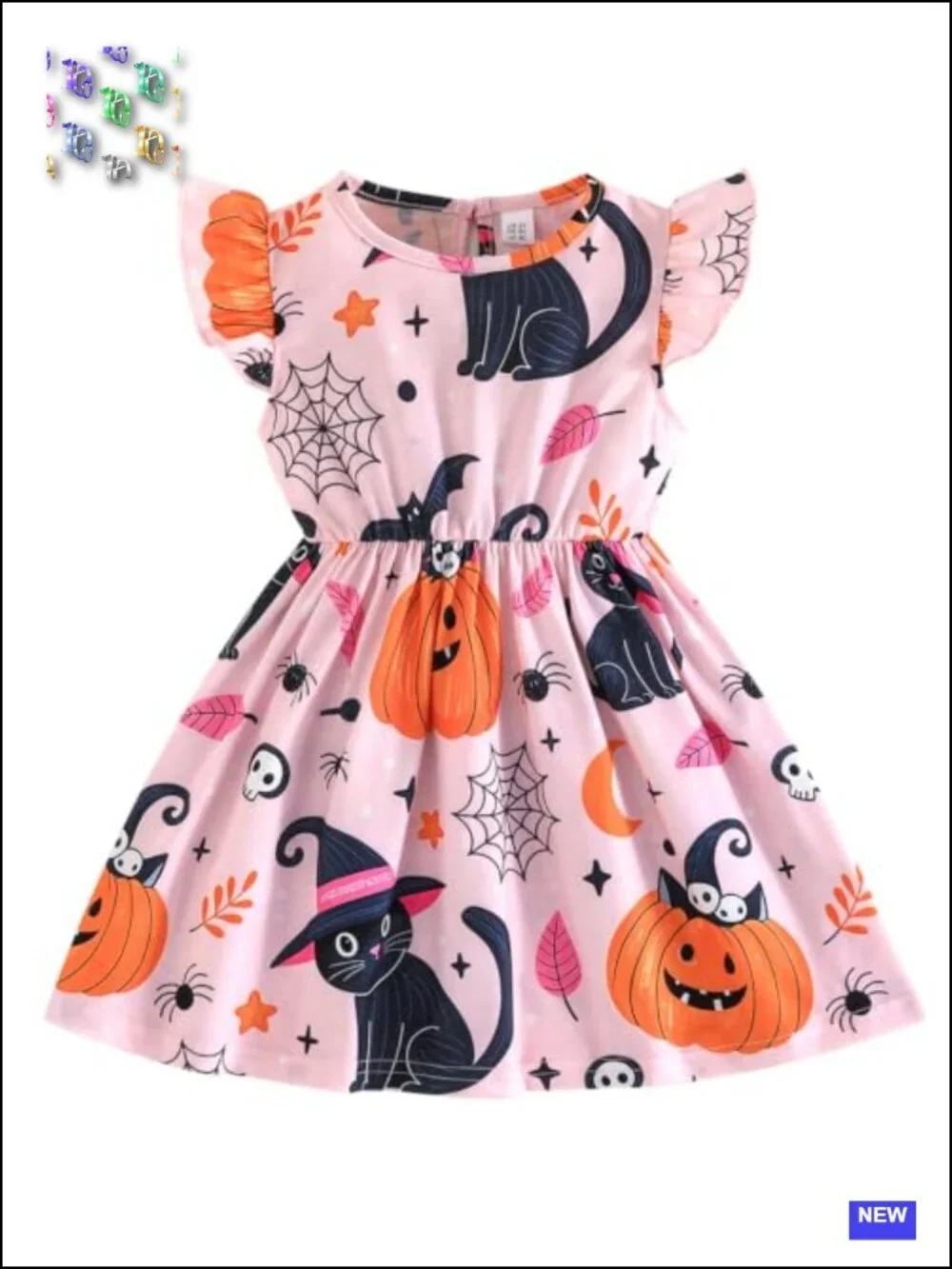 Toddler Girls Halloween Tulle Dress Ruffle Sleeve Pumpkin Princess Tutu Costume